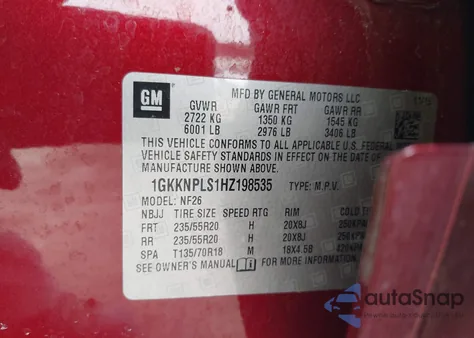 2017 GMC Acadia Denali z USA, uszkodzony, nr VIN 1GKKNPLS1HZ198535